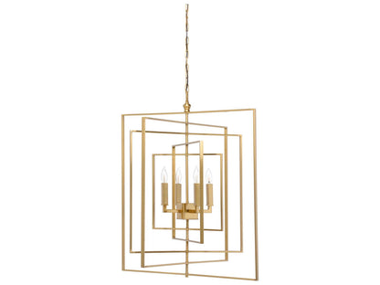 Chelsea House 4-Light Cube Chandelier in Antique Brass