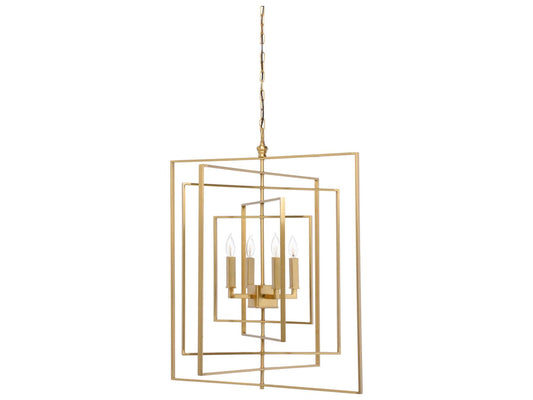 Chelsea House 4-Light Cube Chandelier in Antique Brass