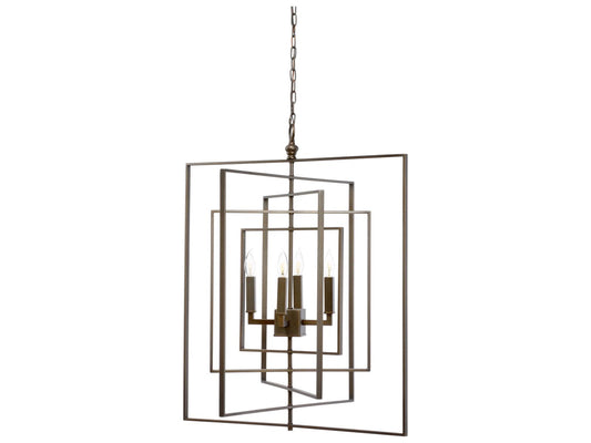 Chelsea House 4-Light Lisa Kahn Cube Chandelier in Antique Brass