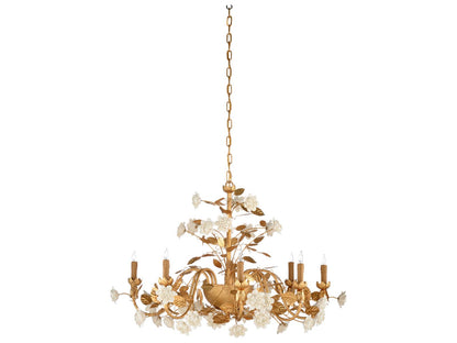 Chelsea House Queensland 8-Light Tiered Chandelier in Antique Gold and White