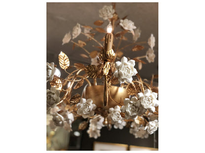 Chelsea House Queensland 8-Light Tiered Chandelier in Antique Gold and White
