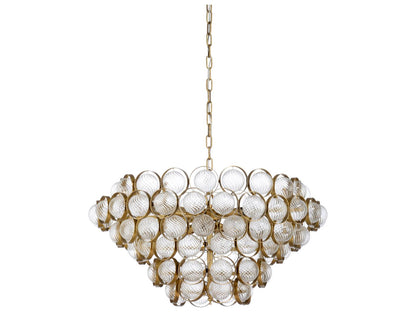 Chelsea House Milan 8-Light Chandelier in Antique Brass with Glass Ornaments