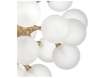 Chelsea House 27-Light Manhattan Chandelier with Antique Brass Frame and Milk Glass Globes