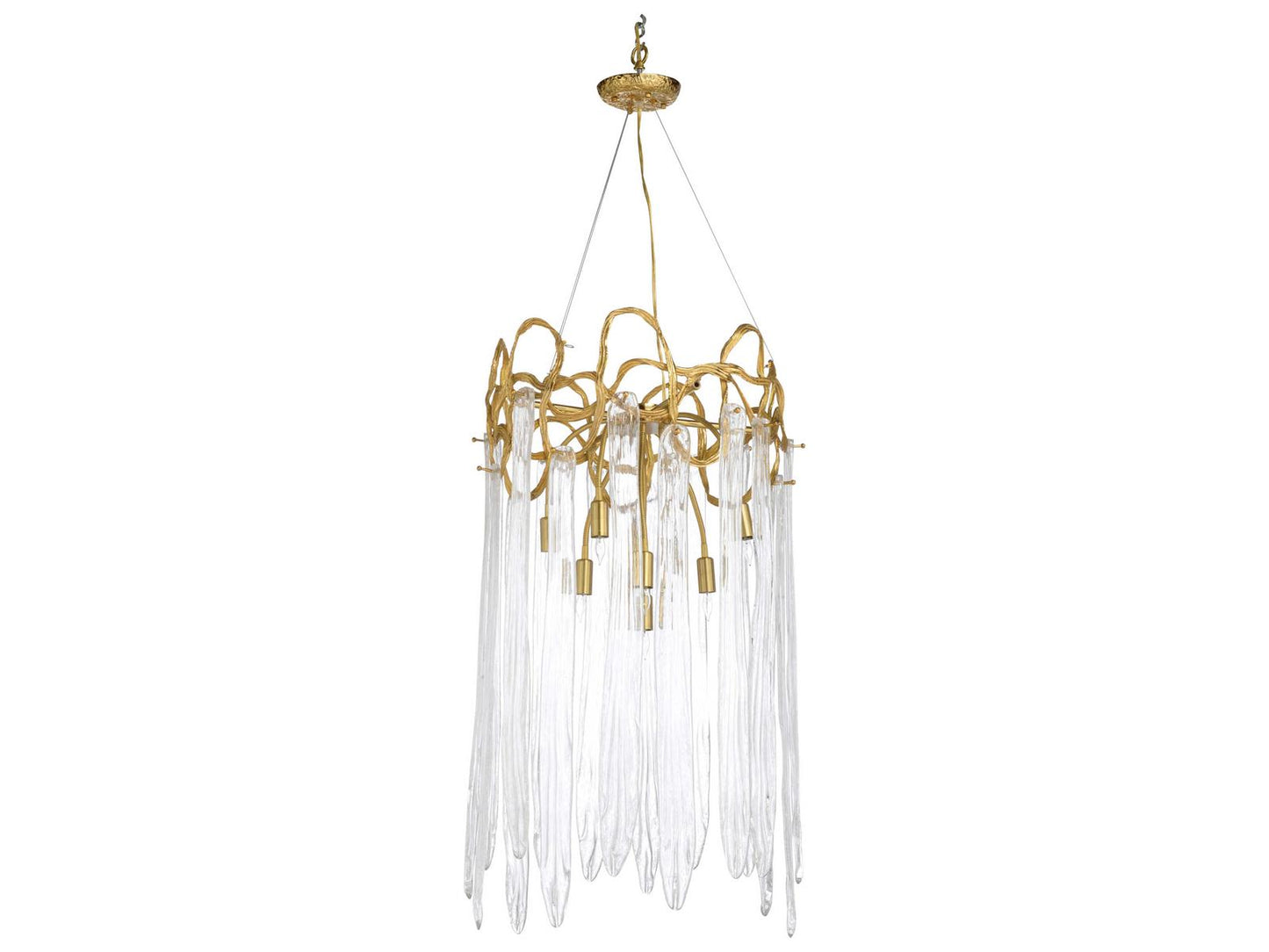 Chelsea House 9-Light Sutton House Chandelier in Antique Brass with Glass Accents