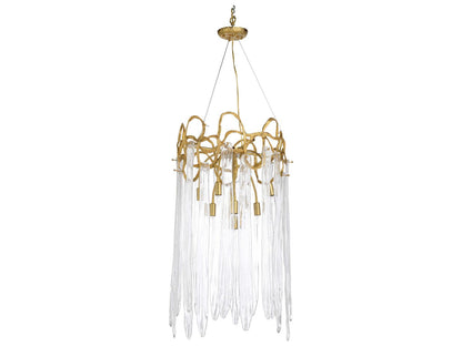 Chelsea House 9-Light Sutton House Chandelier in Antique Brass with Glass Accents