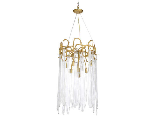 Chelsea House 9-Light Sutton House Chandelier in Antique Brass with Glass Accents