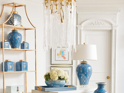 Chelsea House 9-Light Sutton House Chandelier in Antique Brass with Glass Accents