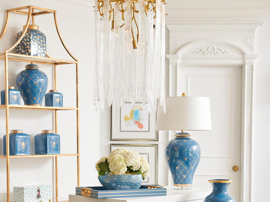Chelsea House 9-Light Sutton House Chandelier in Antique Brass with Glass Accents