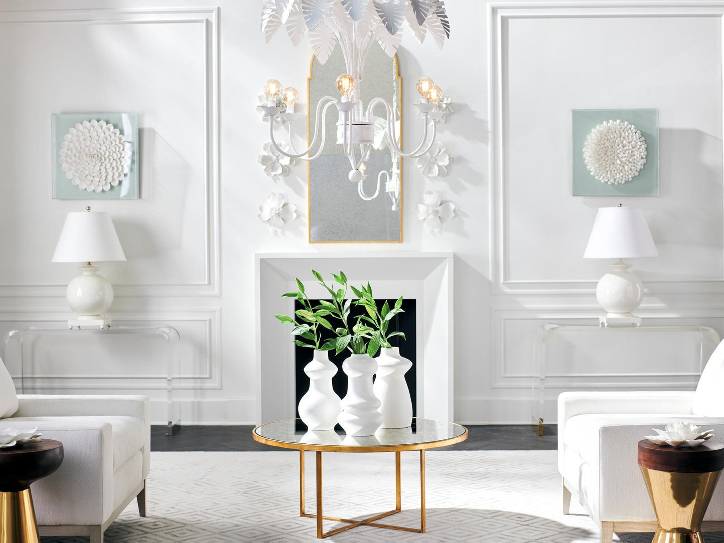 Chelsea House Fern 6-Light Chandelier in White Metal