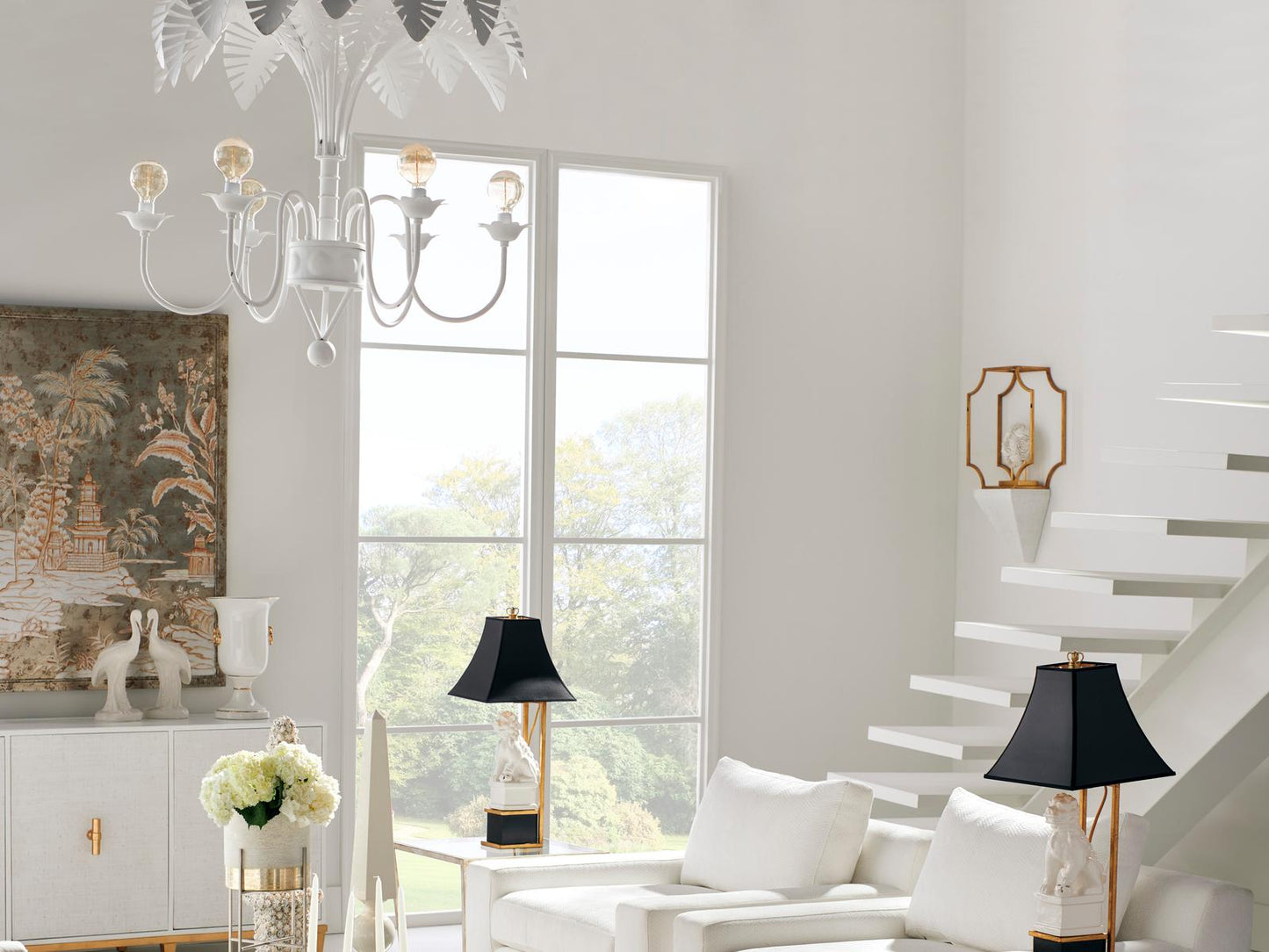 Chelsea House Fern 6-Light Chandelier in White Metal