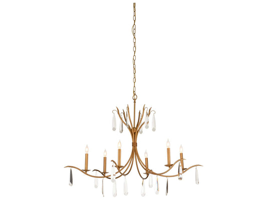 Chelsea House Giulia 6-Light Crystal Candelabra Chandelier in Gold