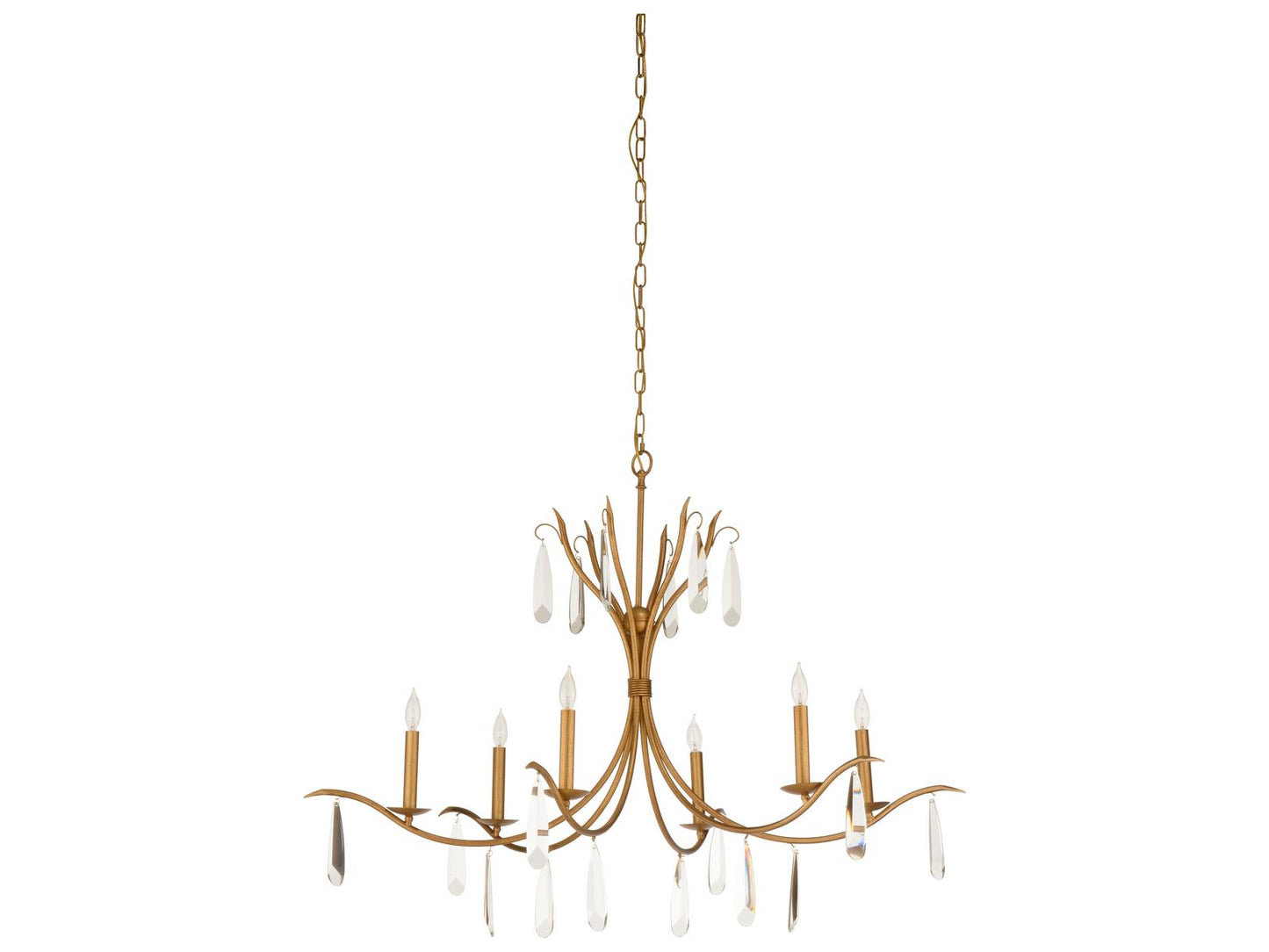 Chelsea House Giulia 6-Light Crystal Candelabra Chandelier in Gold