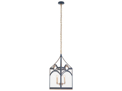 Chelsea House Quatrefoil Navy and Gold 4-Light Lantern Chandelier