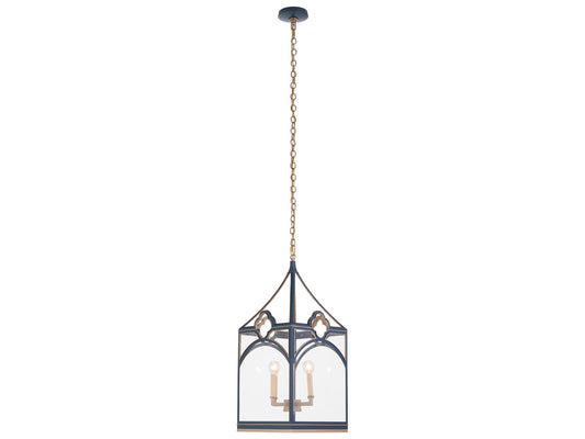 Chelsea House Quatrefoil Navy and Gold 4-Light Lantern Chandelier