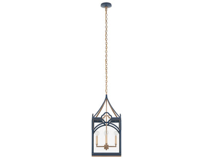 Chelsea House Quatrefoil Navy and Gold 4-Light Lantern Chandelier