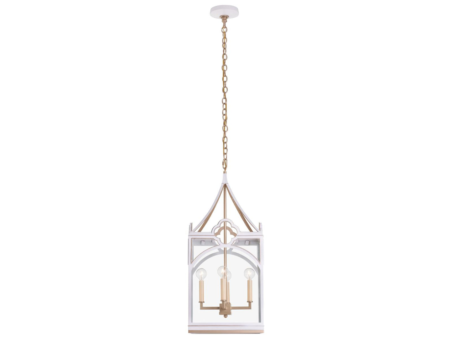 Chelsea House 4-Light White Gold Clear Lantern Chandelier