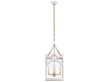 Chelsea House 4-Light White Gold Clear Lantern Chandelier