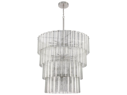 Craftmade Museo 28-Light Tiered Chandelier in Brushed Polished Nickel with Mercury Glass