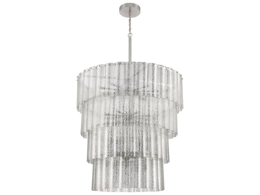 Craftmade Museo 28-Light Tiered Chandelier in Brushed Polished Nickel with Mercury Glass
