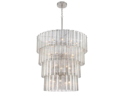 Craftmade Museo 28-Light Tiered Chandelier in Brushed Polished Nickel with Mercury Glass