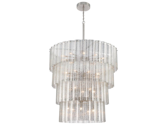 Craftmade Museo 28-Light Tiered Chandelier in Brushed Polished Nickel with Mercury Glass