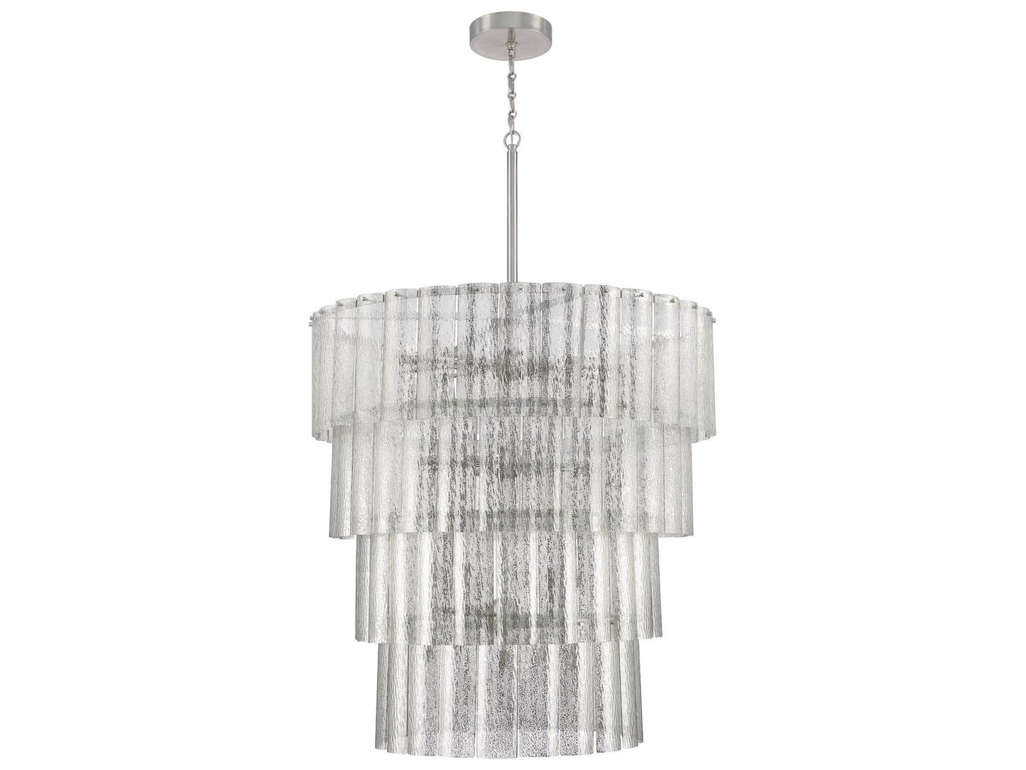 Craftmade Museo 28-Light Tiered Chandelier in Brushed Polished Nickel with Mercury Glass