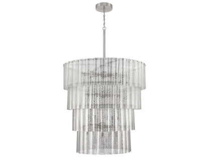 Craftmade Museo 28-Light Tiered Chandelier in Brushed Polished Nickel with Mercury Glass