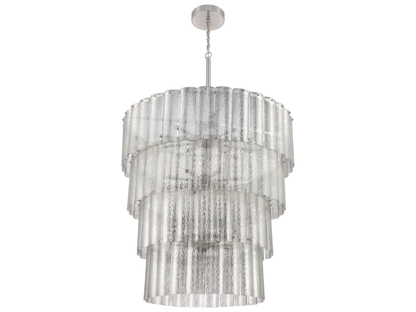 Craftmade Museo 28-Light Tiered Chandelier in Brushed Polished Nickel with Mercury Glass