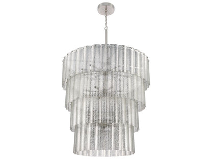 Craftmade Museo 28-Light Tiered Chandelier in Brushed Polished Nickel with Mercury Glass