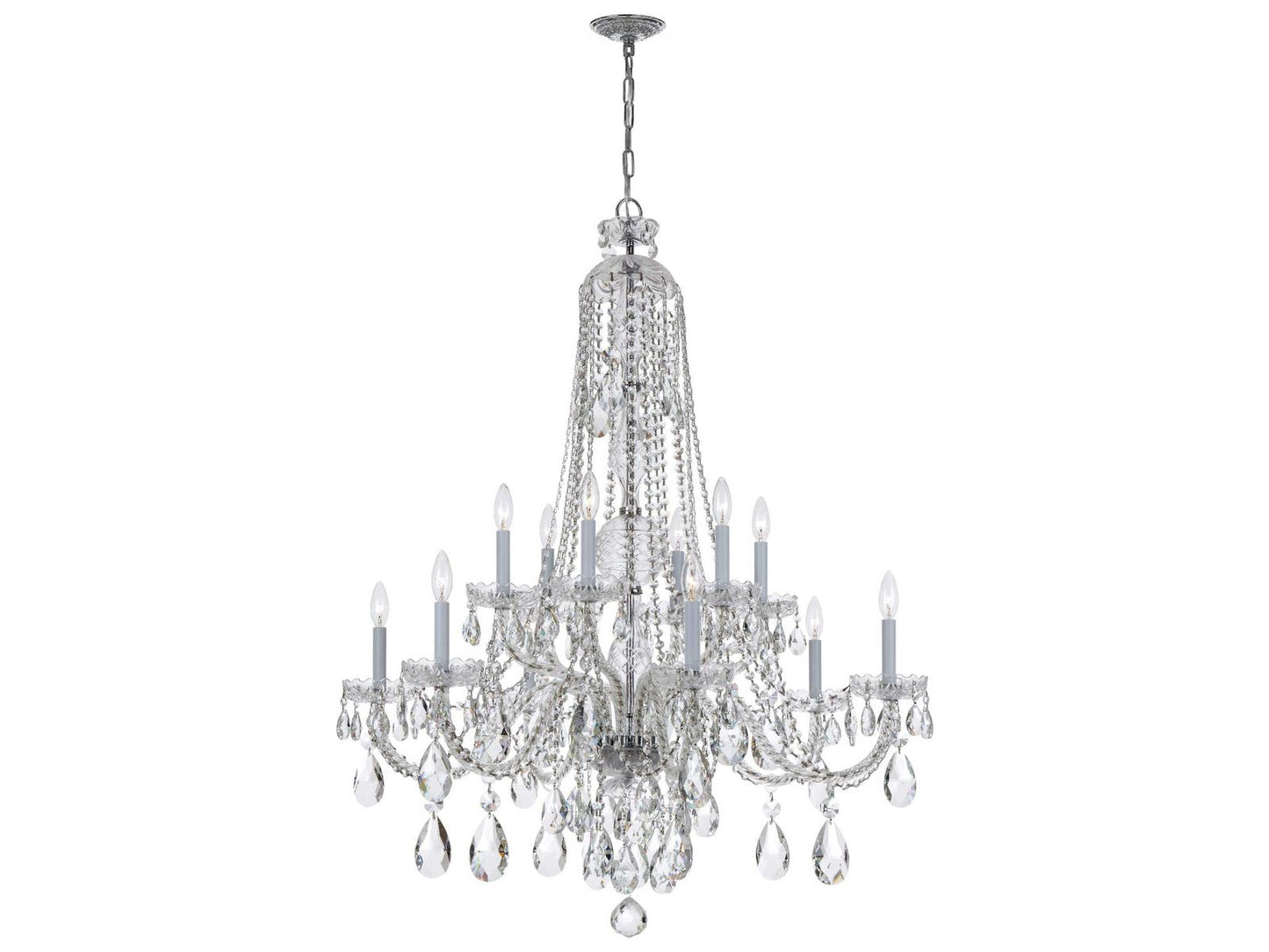 Crystorama Traditional Crystal 12-Light Chandelier in Polished Chrome with Hand Cut Crystal