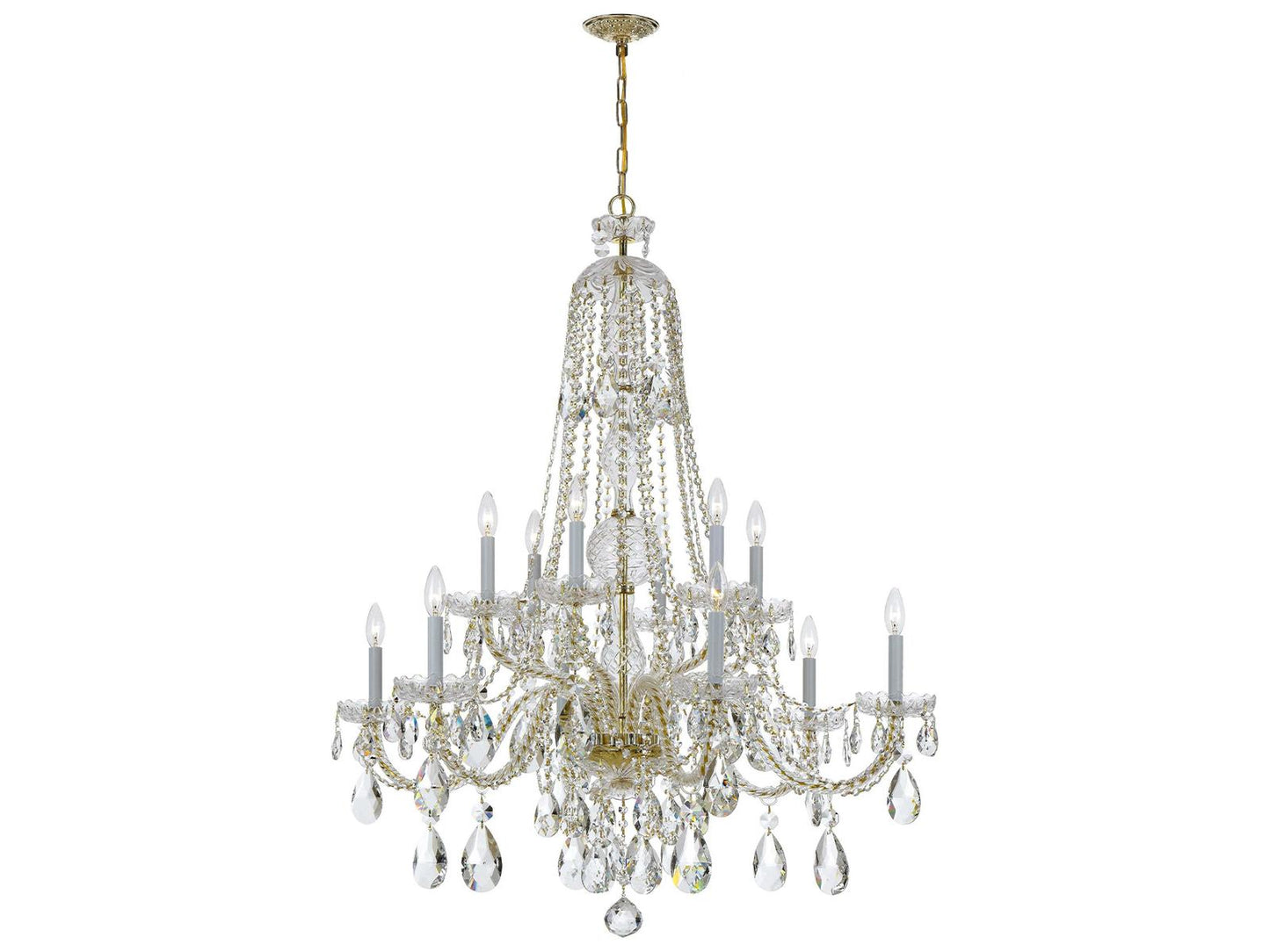 Crystorama Traditional Crystal 12-Light Chandelier in Polished Brass