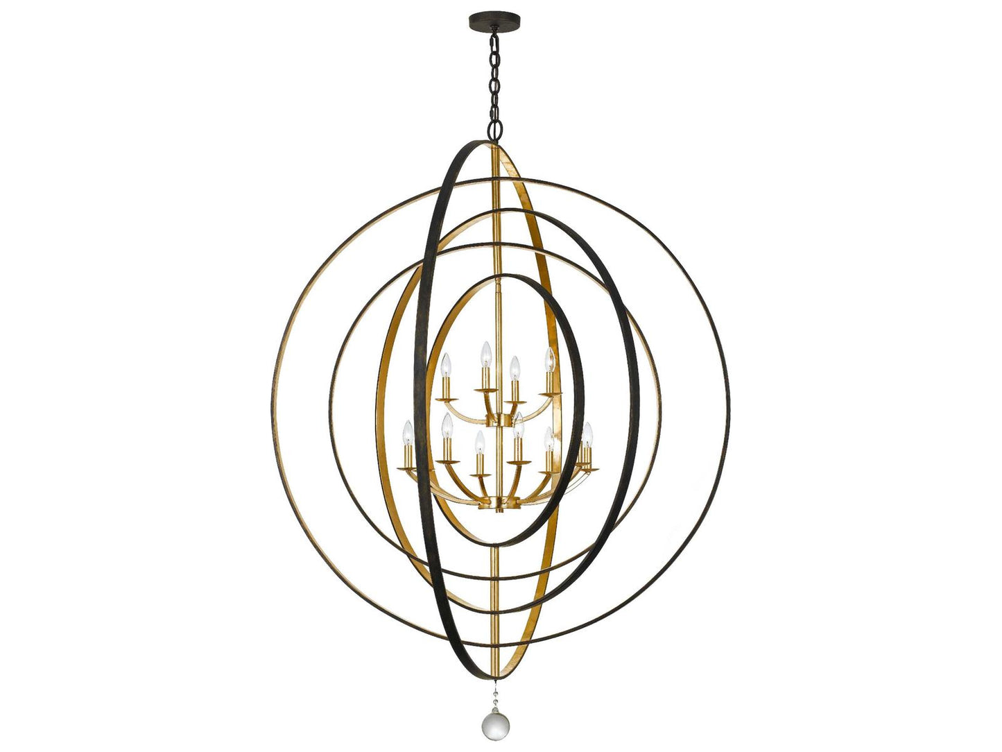 Crystorama Luna 12-Light Chandelier in English Bronze and Antique Gold