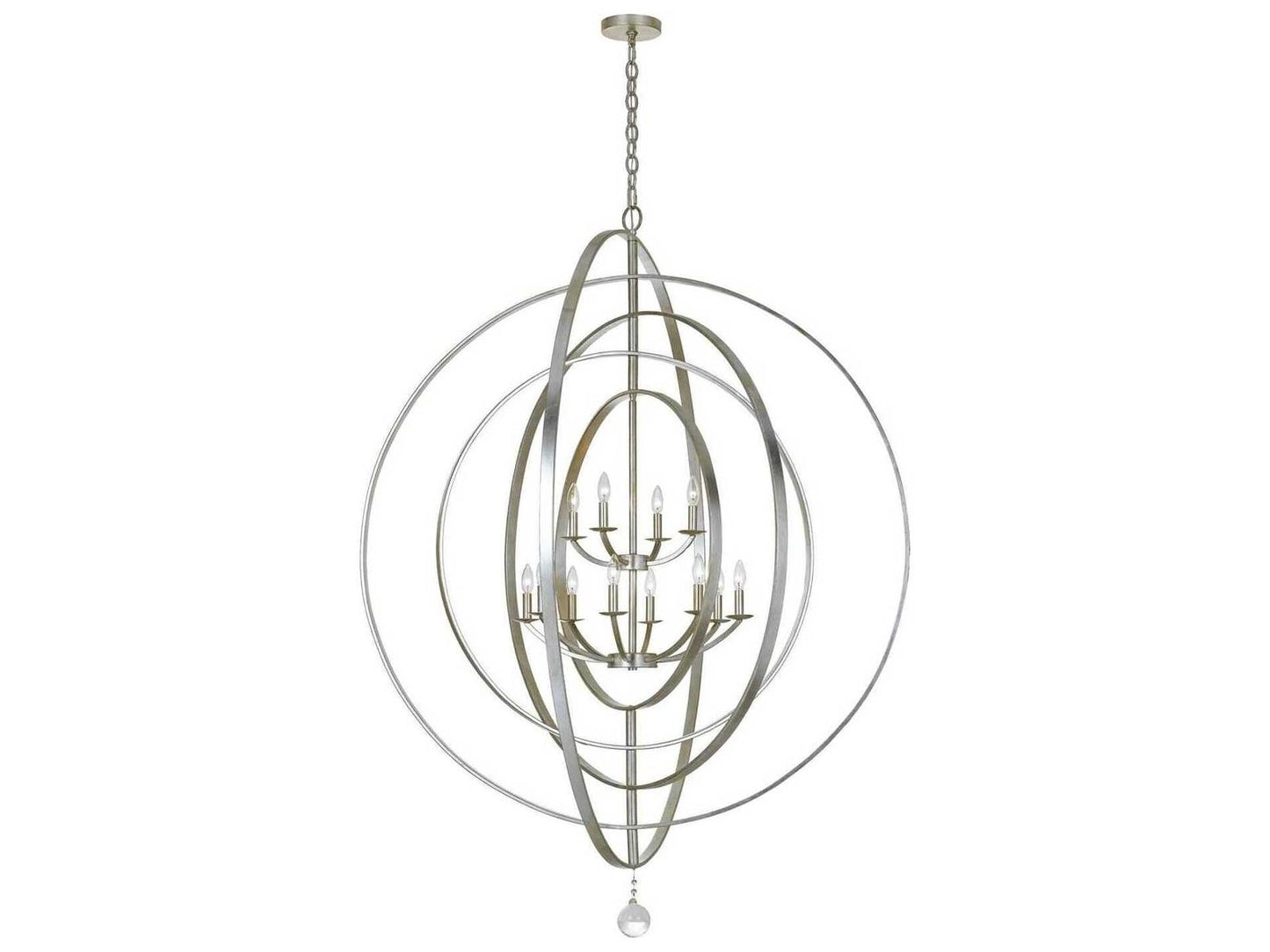 Crystorama Luna 12-Light Sphere Chandelier in Antique Silver