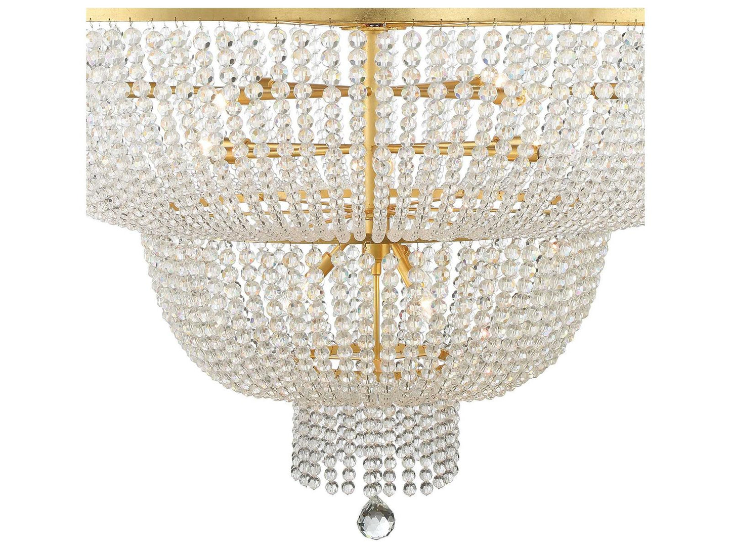 Crystorama Rylee 15-Light Chandelier with Hand Cut Crystal Beads in Antique Gold