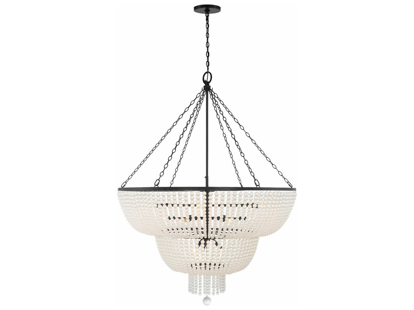 Crystorama 15-Light Rylee Chandelier in Matte Black with Glass Beads