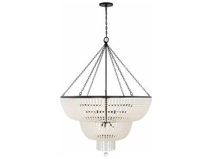 Crystorama 15-Light Rylee Chandelier in Matte Black with Glass Beads