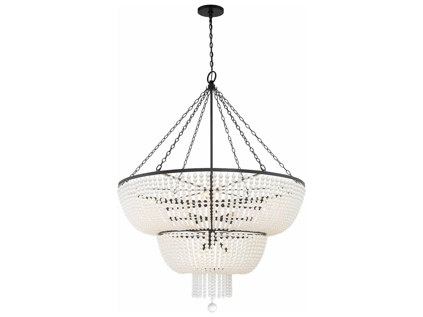 Crystorama 15-Light Rylee Chandelier in Matte Black with Glass Beads