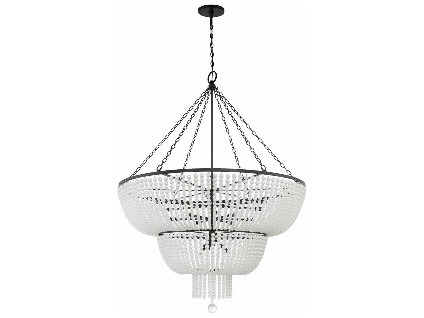 Crystorama 15-Light Rylee Chandelier in Matte Black with Glass Beads