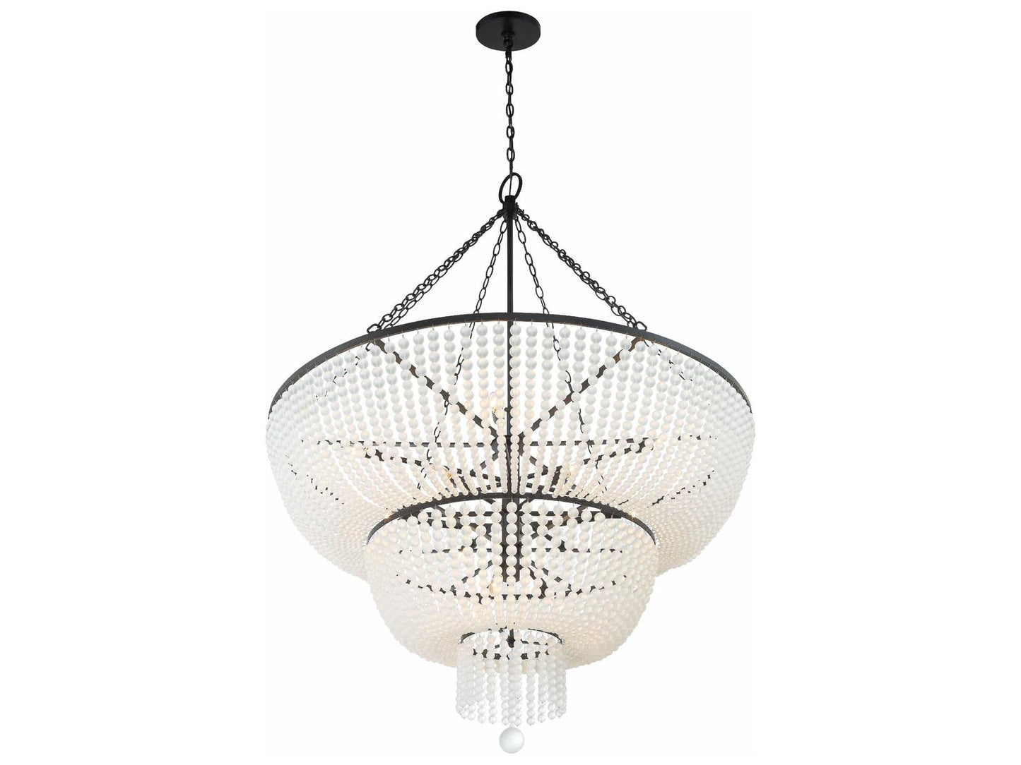 Crystorama 15-Light Rylee Chandelier in Matte Black with Glass Beads