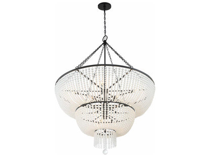Crystorama 15-Light Rylee Chandelier in Matte Black with Glass Beads