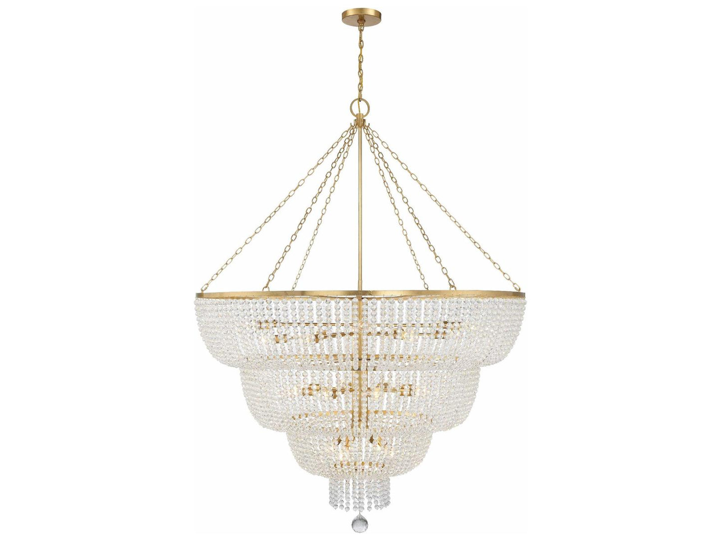 Crystorama 24-Light Rylee Chandelier in Antique Gold with Crystal Beads