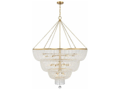 Crystorama 24-Light Rylee Chandelier in Antique Gold with Crystal Beads