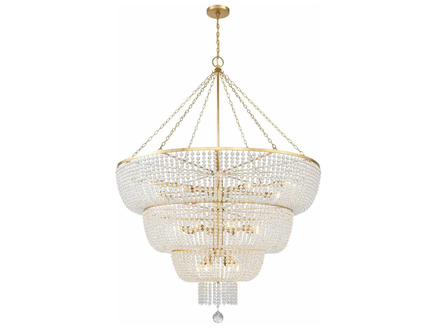 Crystorama 24-Light Rylee Chandelier in Antique Gold with Crystal Beads