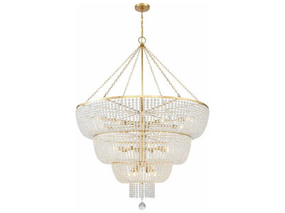 Crystorama 24-Light Rylee Chandelier in Antique Gold with Crystal Beads