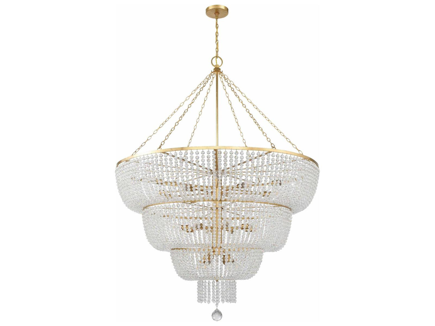 Crystorama 24-Light Rylee Chandelier in Antique Gold with Crystal Beads