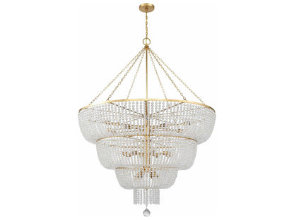 Crystorama 24-Light Rylee Chandelier in Antique Gold with Crystal Beads