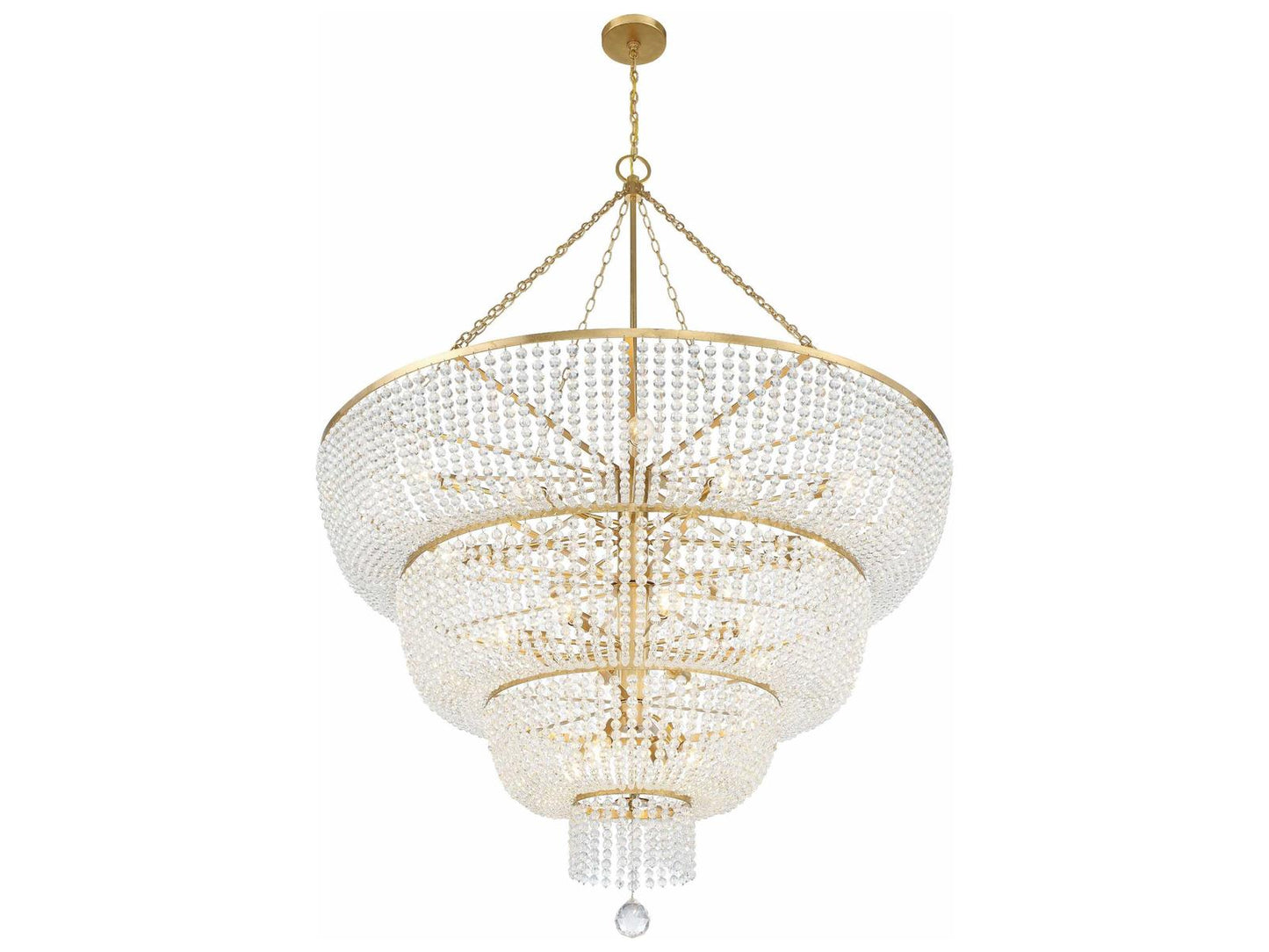 Crystorama 24-Light Rylee Chandelier in Antique Gold with Crystal Beads