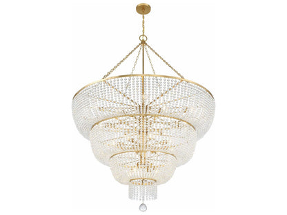 Crystorama 24-Light Rylee Chandelier in Antique Gold with Crystal Beads
