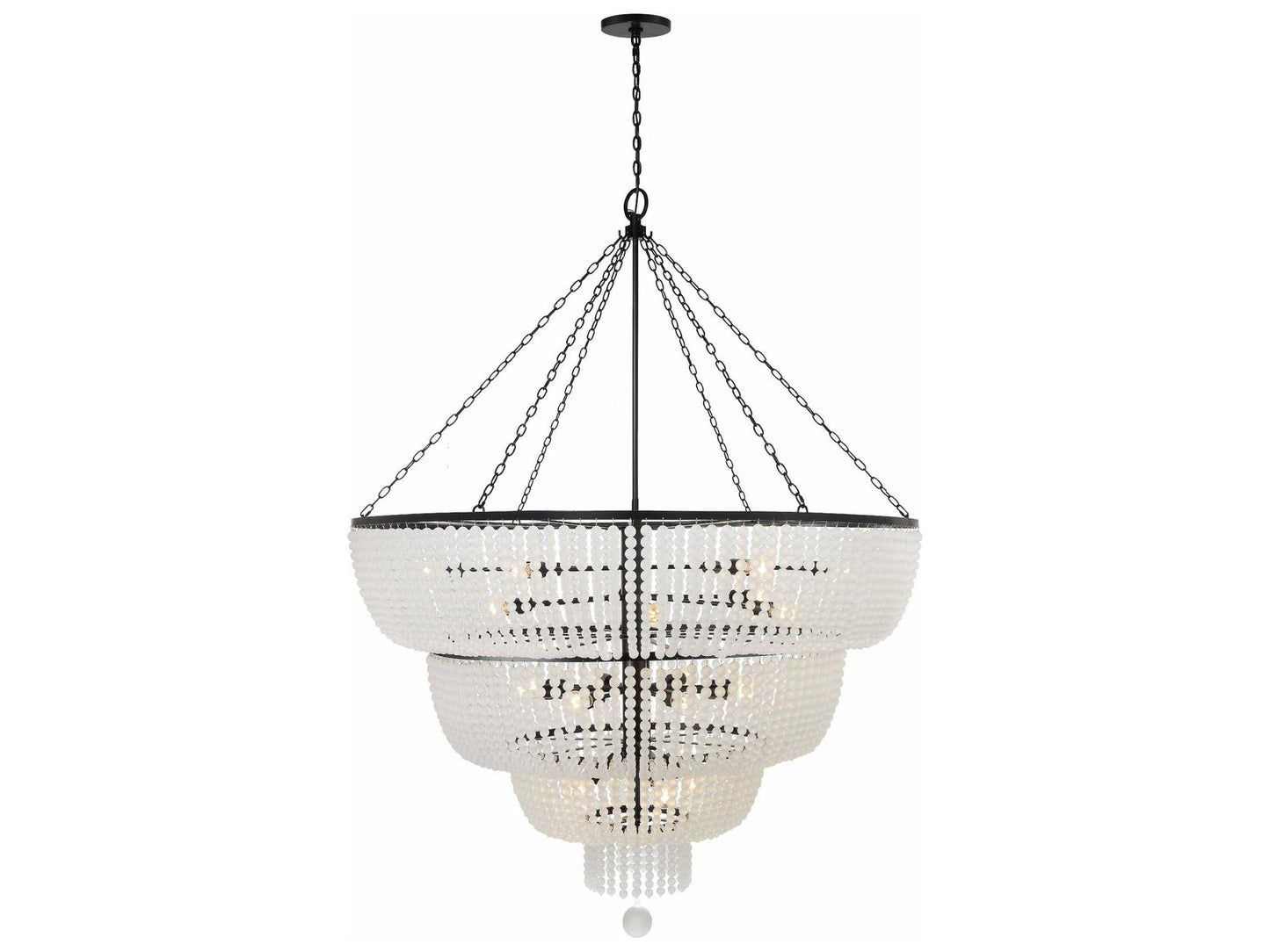 Crystorama Rylee 24-Light Chandelier in Matte Black with Glass Beads