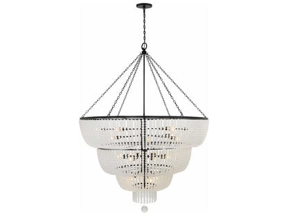 Crystorama Rylee 24-Light Chandelier in Matte Black with Glass Beads
